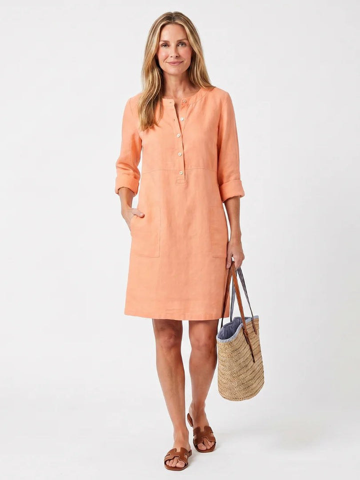 Button Front Linen Midi Dress — Oriana