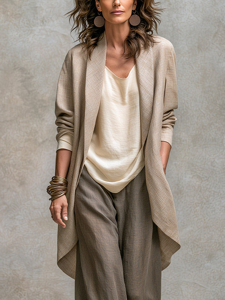 Three Piece Set with Jacket Top and Trousers