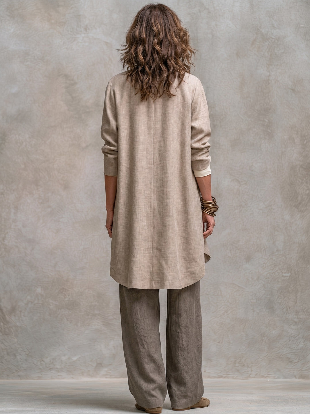 Three Piece Set with Jacket Top and Trousers