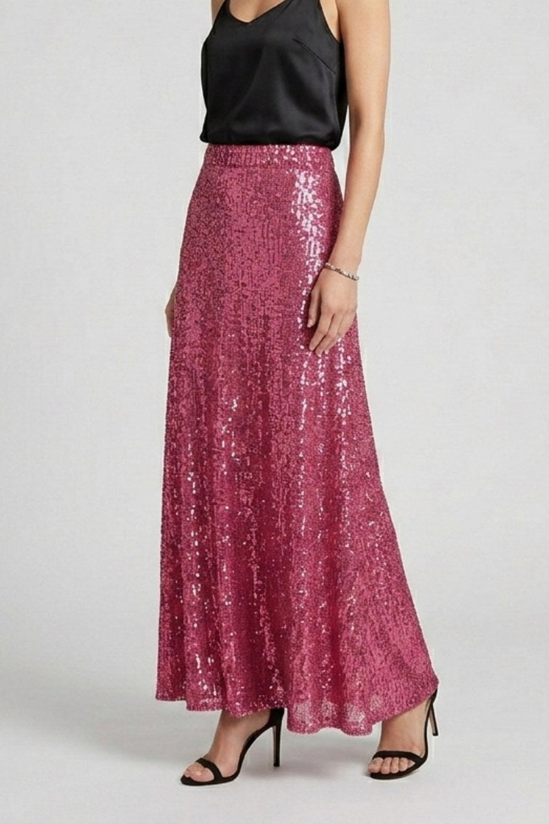 Sequin Maxi Skirt with Elastic Waist — Peggy