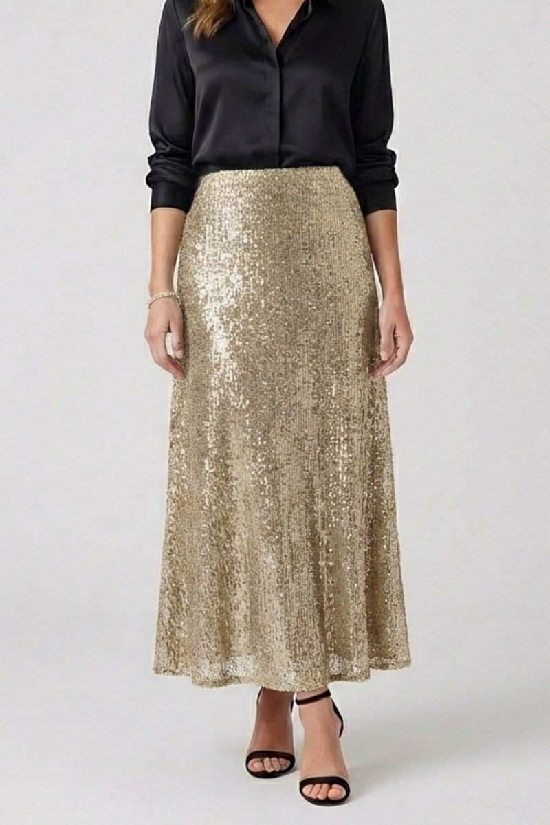 Sequin Maxi Skirt with Elastic Waist — Peggy
