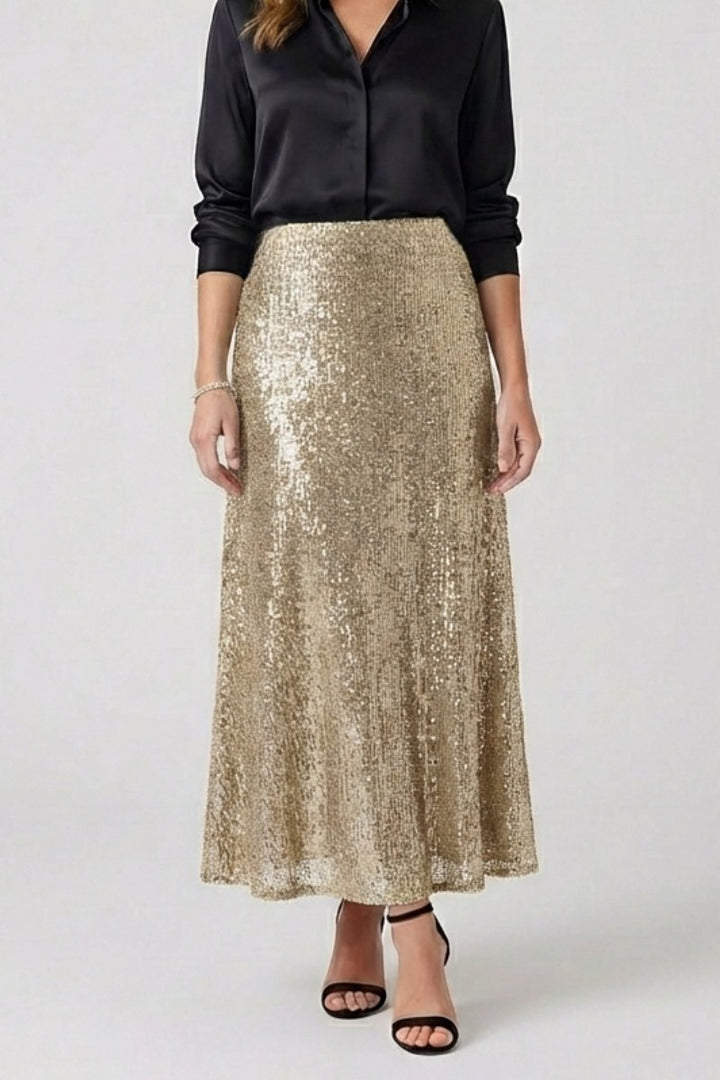 Sequin Maxi Skirt with Elastic Waist — Peggy