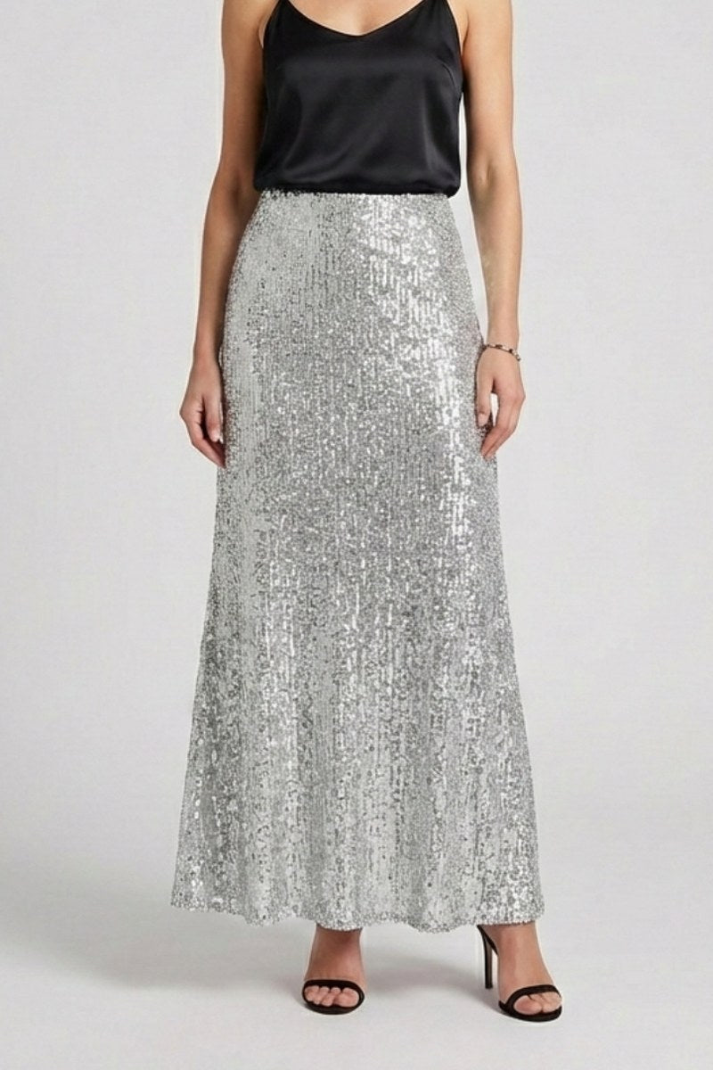 Sequin Maxi Skirt with Elastic Waist — Peggy