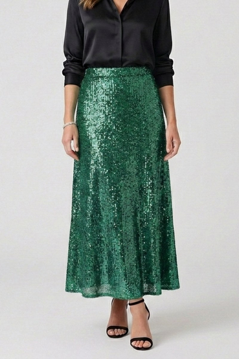 Sequin Maxi Skirt with Elastic Waist — Peggy