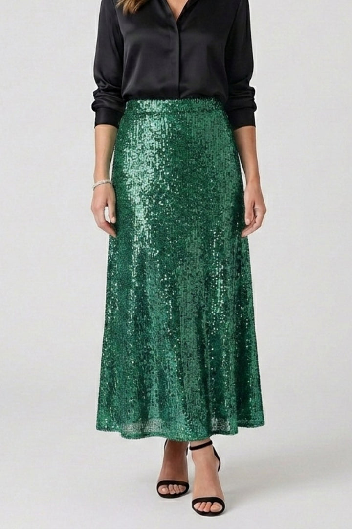 Sequin Maxi Skirt with Elastic Waist — Peggy