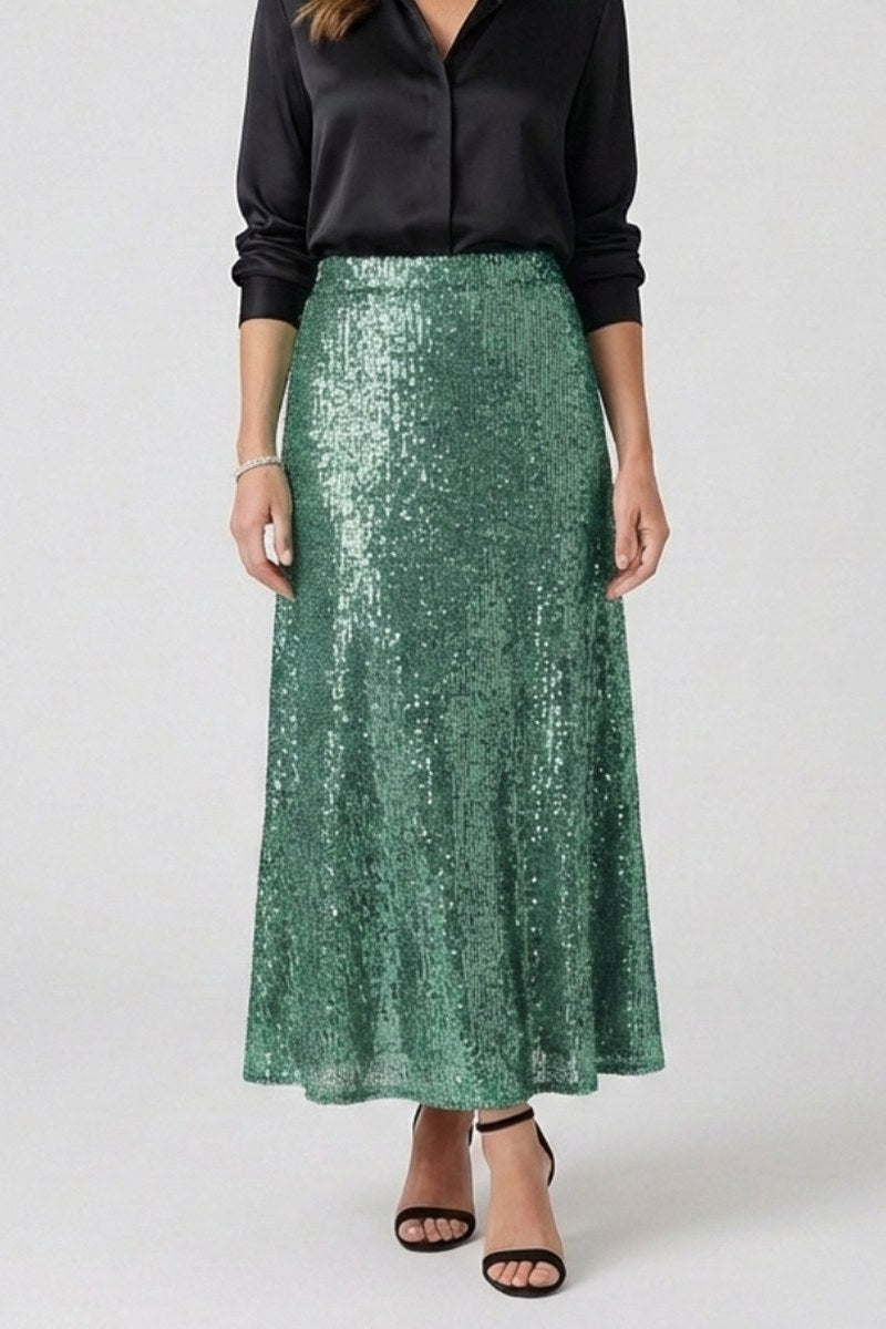Sequin Maxi Skirt with Elastic Waist — Peggy