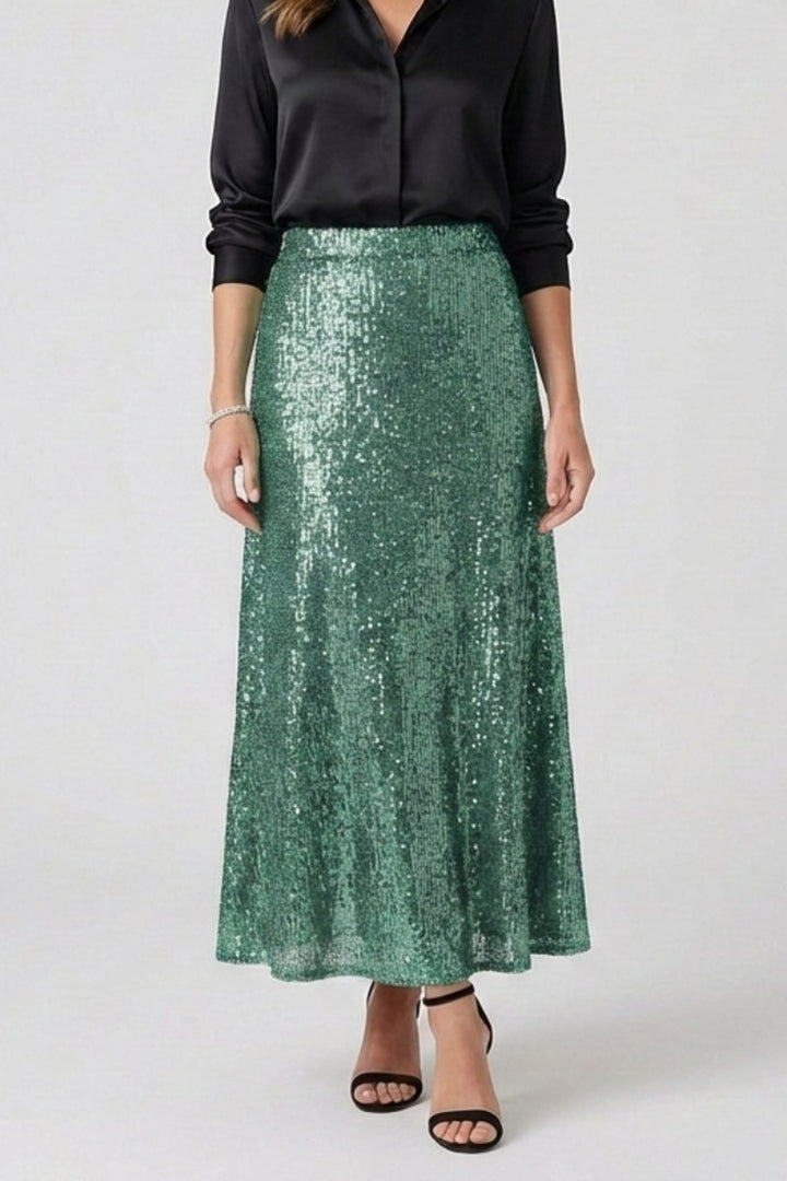 Sequin Maxi Skirt with Elastic Waist — Peggy