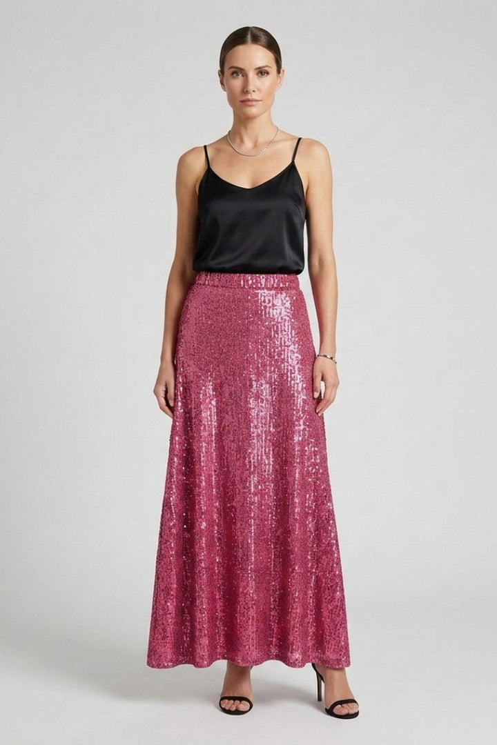 Sequin Maxi Skirt with Elastic Waist — Peggy