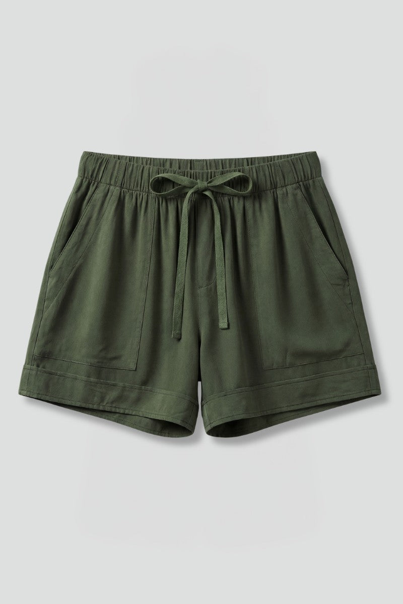 Drawstring Shorts with Relaxed Fit in olive green
