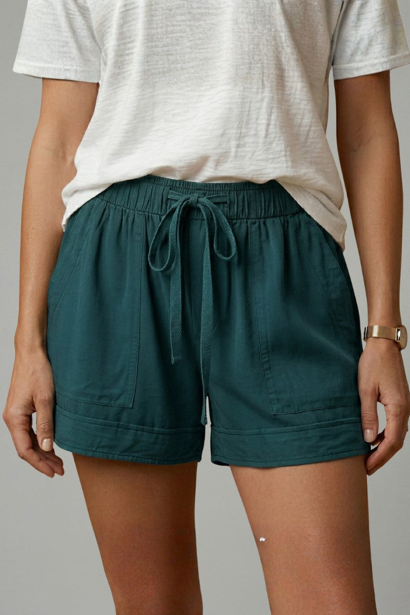 Drawstring Shorts with Relaxed Fit in dark green