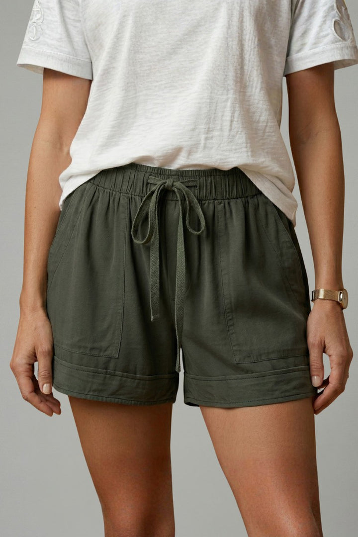 Drawstring Shorts with Relaxed Fit in green