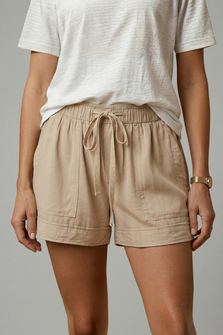 Drawstring Shorts with Relaxed Fit in khaki