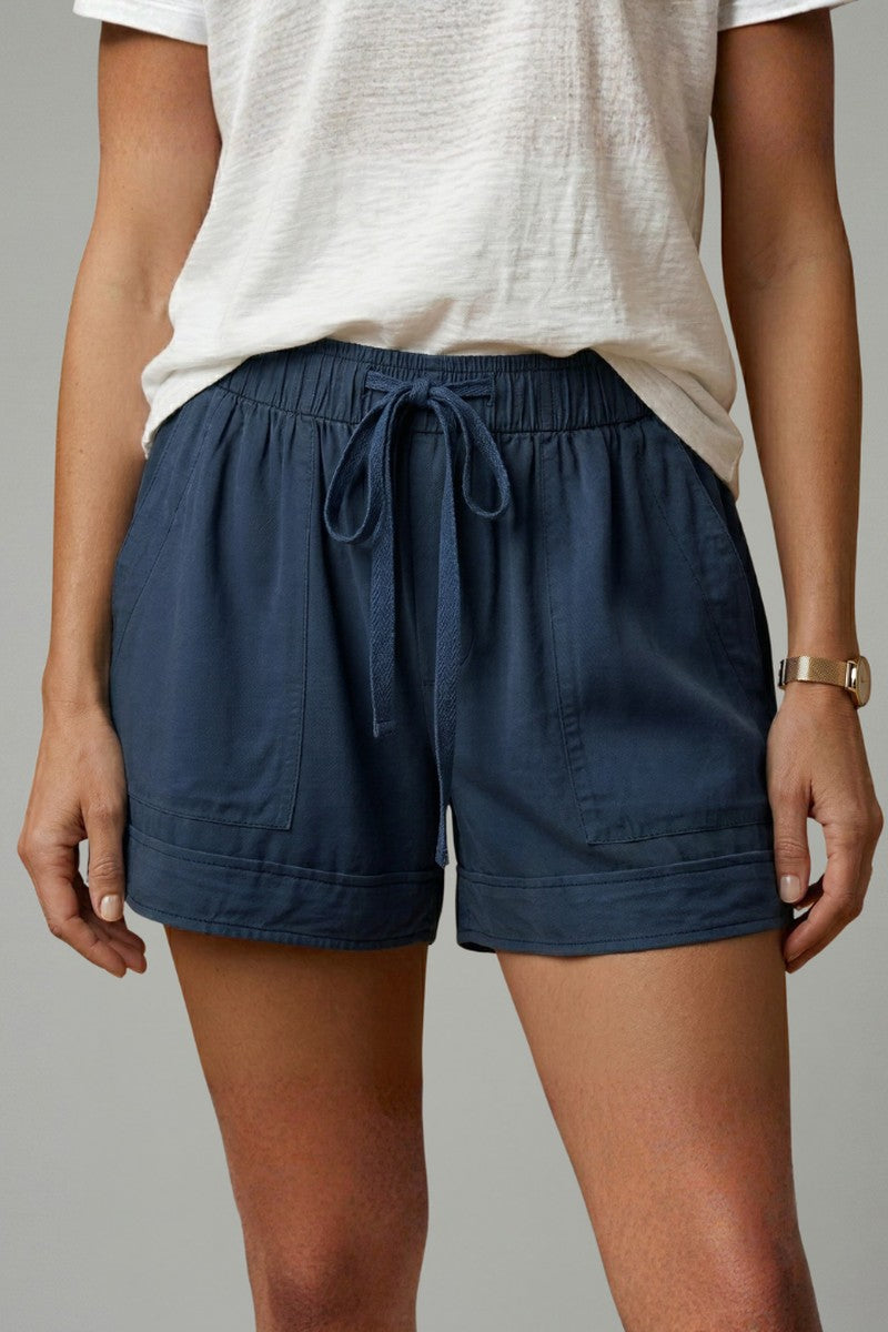 Drawstring Shorts with Relaxed Fit in navy blue