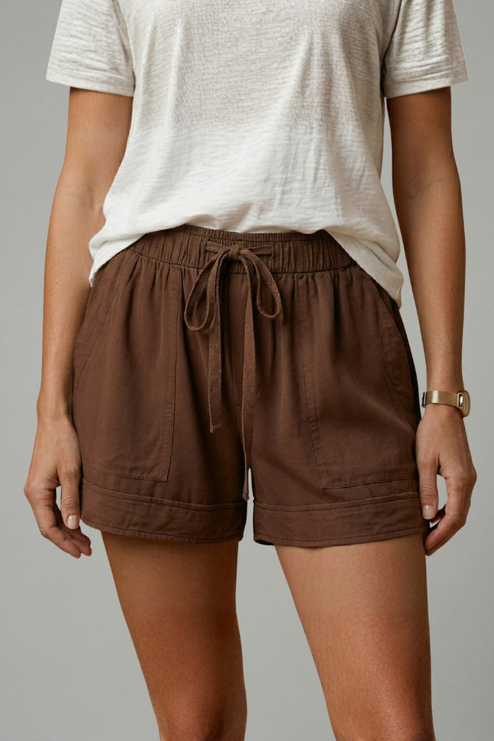 Drawstring Shorts with Relaxed Fit in brown