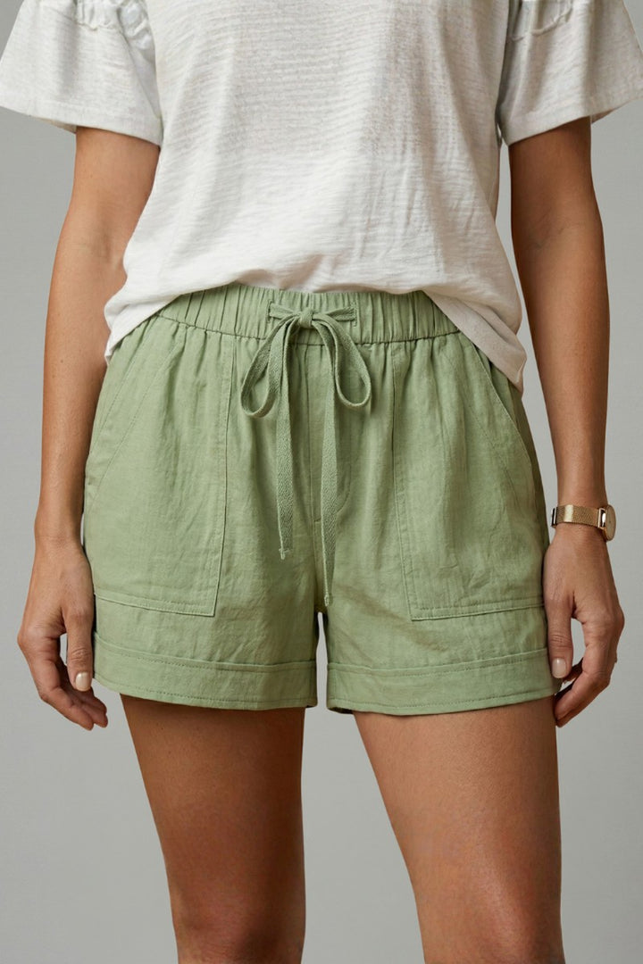 Drawstring Shorts with Relaxed Fit in light green
