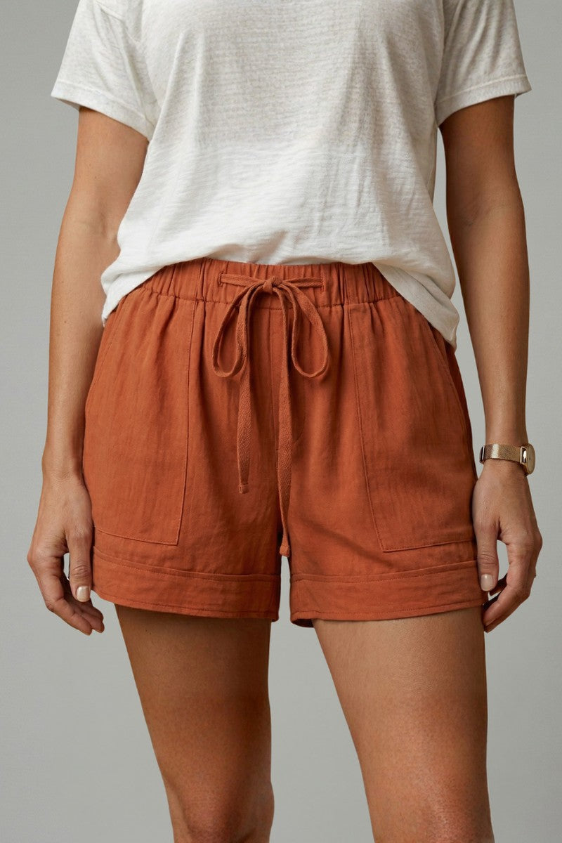 Drawstring Shorts with Relaxed Fit in orange
