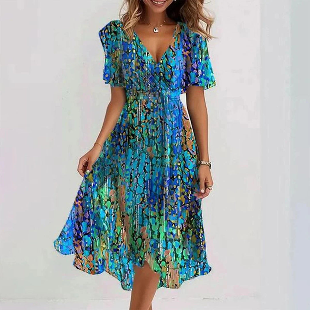 Floral Flutter Sleeve Wedding Guest Dress for Women — Priscilla, image 4