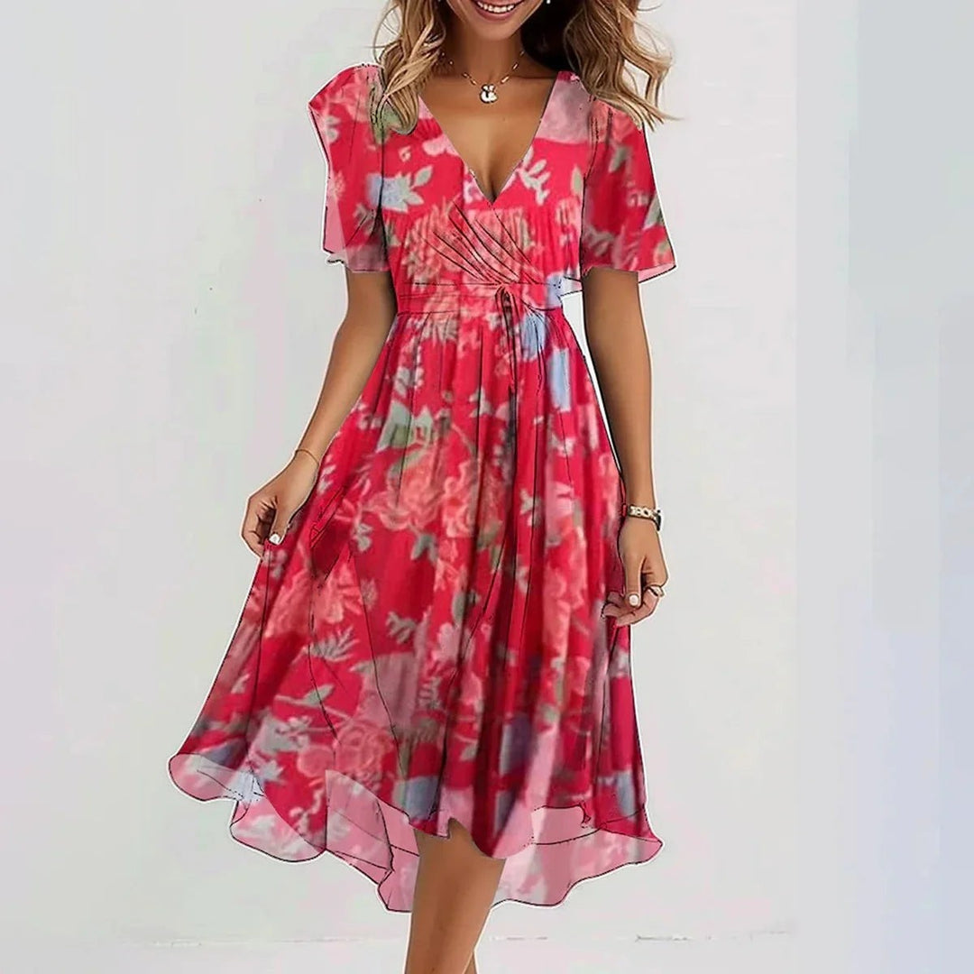 Floral Flutter Sleeve Wedding Guest Dress for Women — Priscilla, image 6