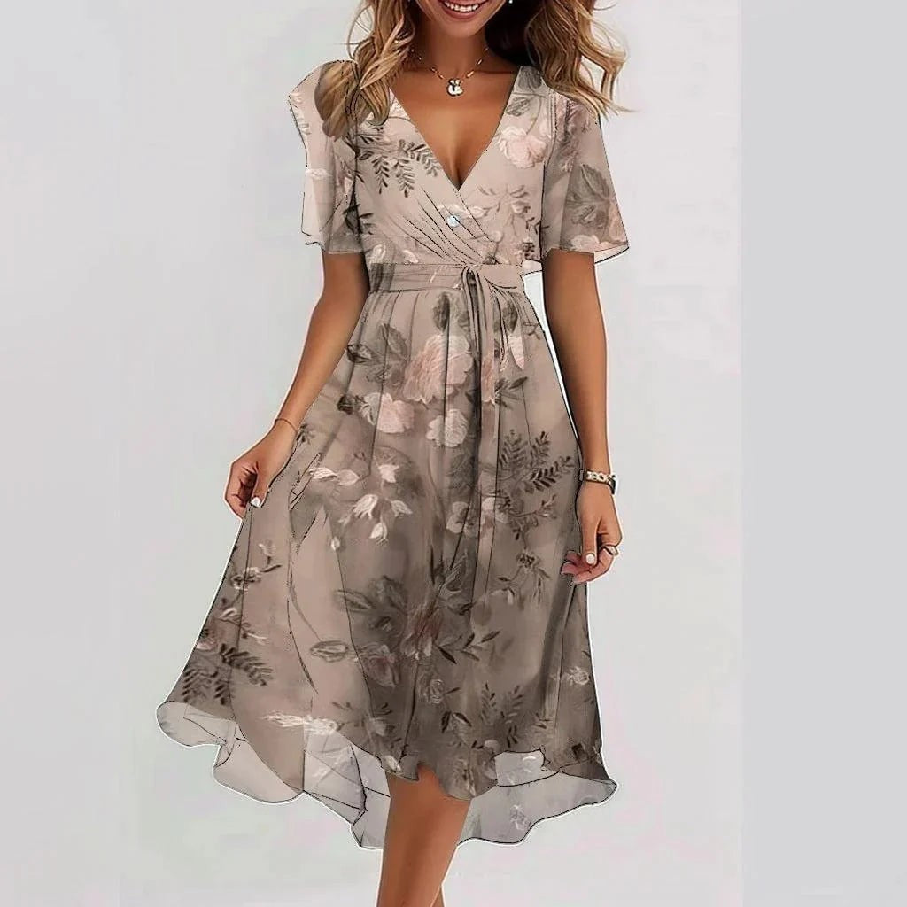 Floral Flutter Sleeve Wedding Guest Dress for Women — Priscilla, image 7