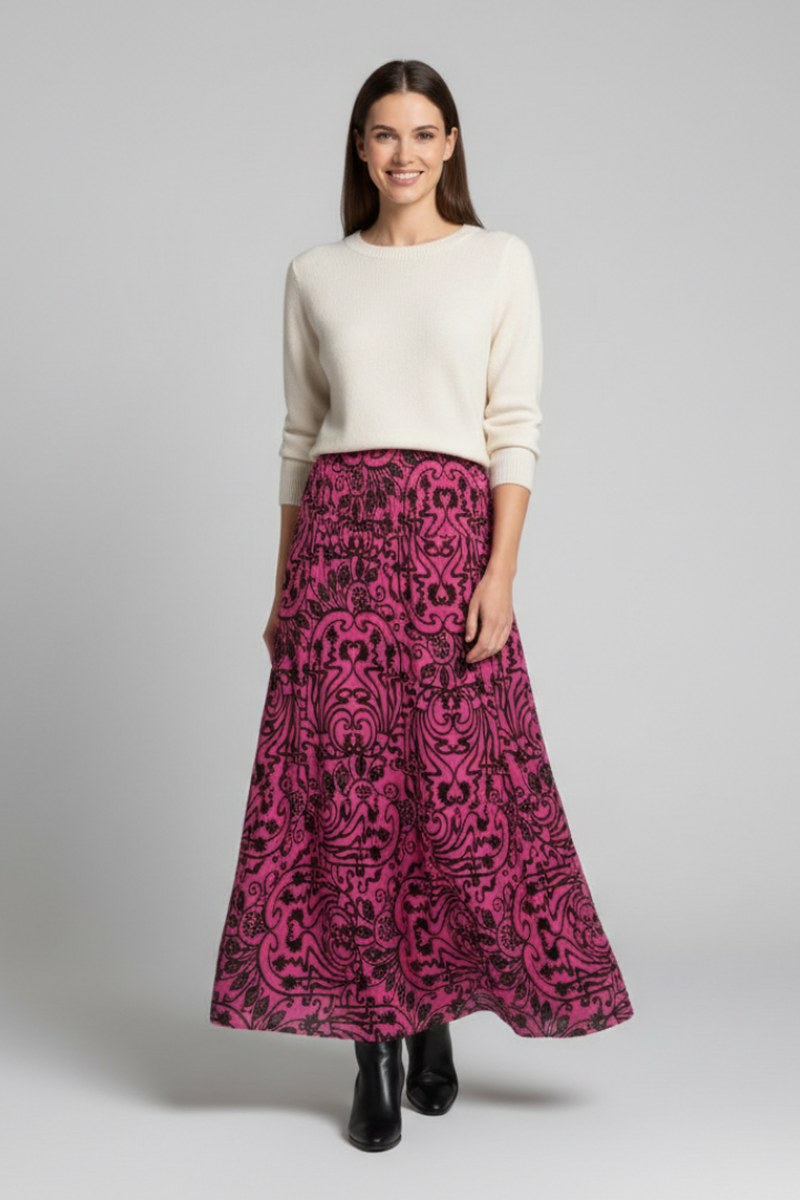 Printed Maxi Skirt with Elastic Waist — Rafferty