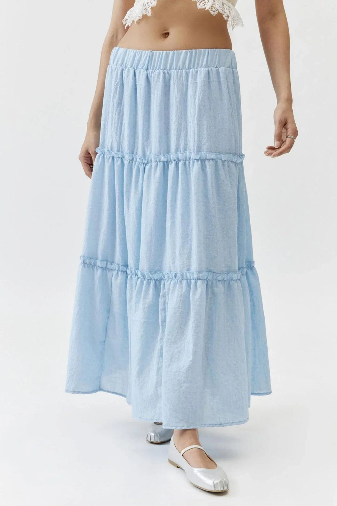 Tiered Maxi Skirt with Elastic Waist — Rhea