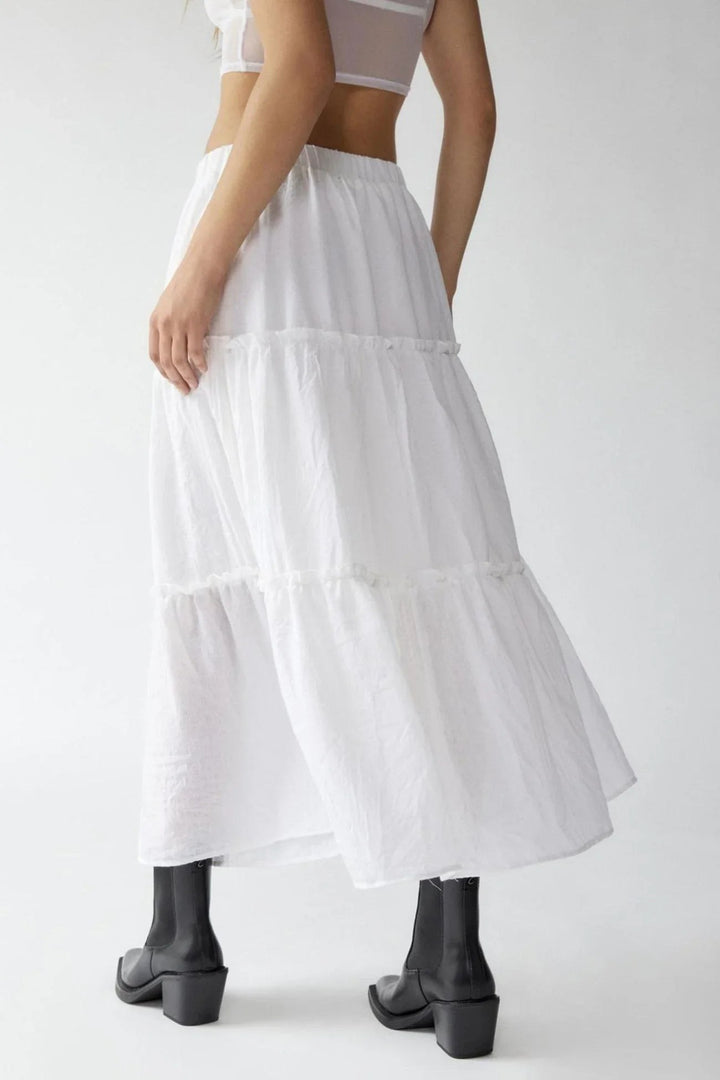 Tiered Maxi Skirt with Elastic Waist — Rhea