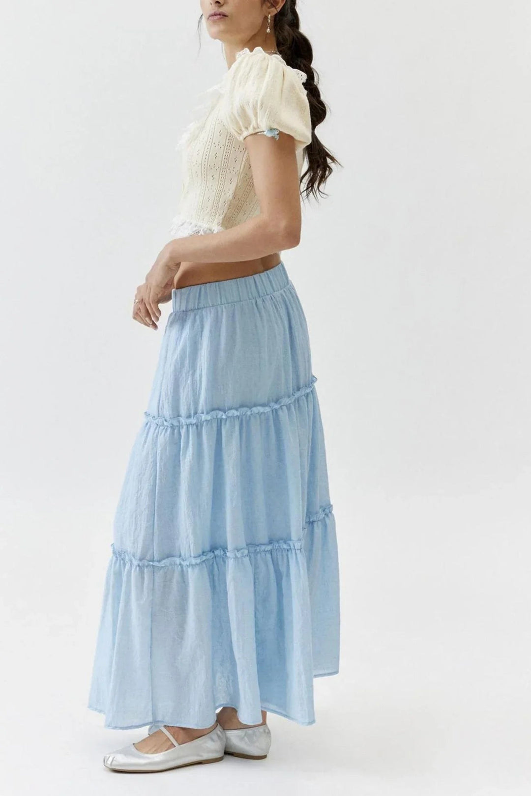 Tiered Maxi Skirt with Elastic Waist — Rhea