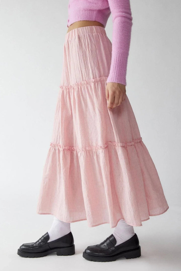 Tiered Maxi Skirt with Elastic Waist — Rhea