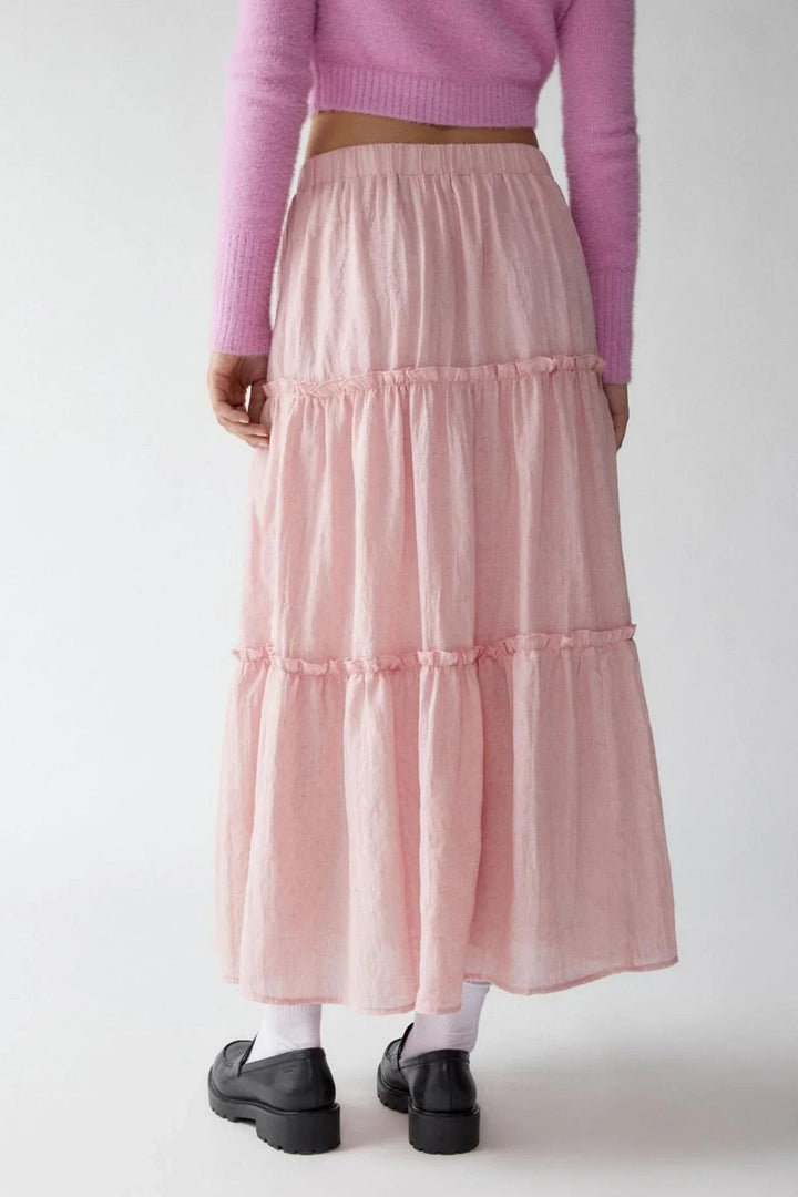 Tiered Maxi Skirt with Elastic Waist — Rhea