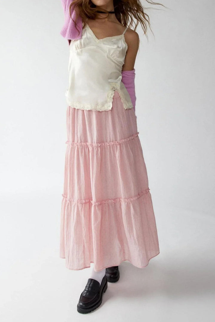 Tiered Maxi Skirt with Elastic Waist — Rhea
