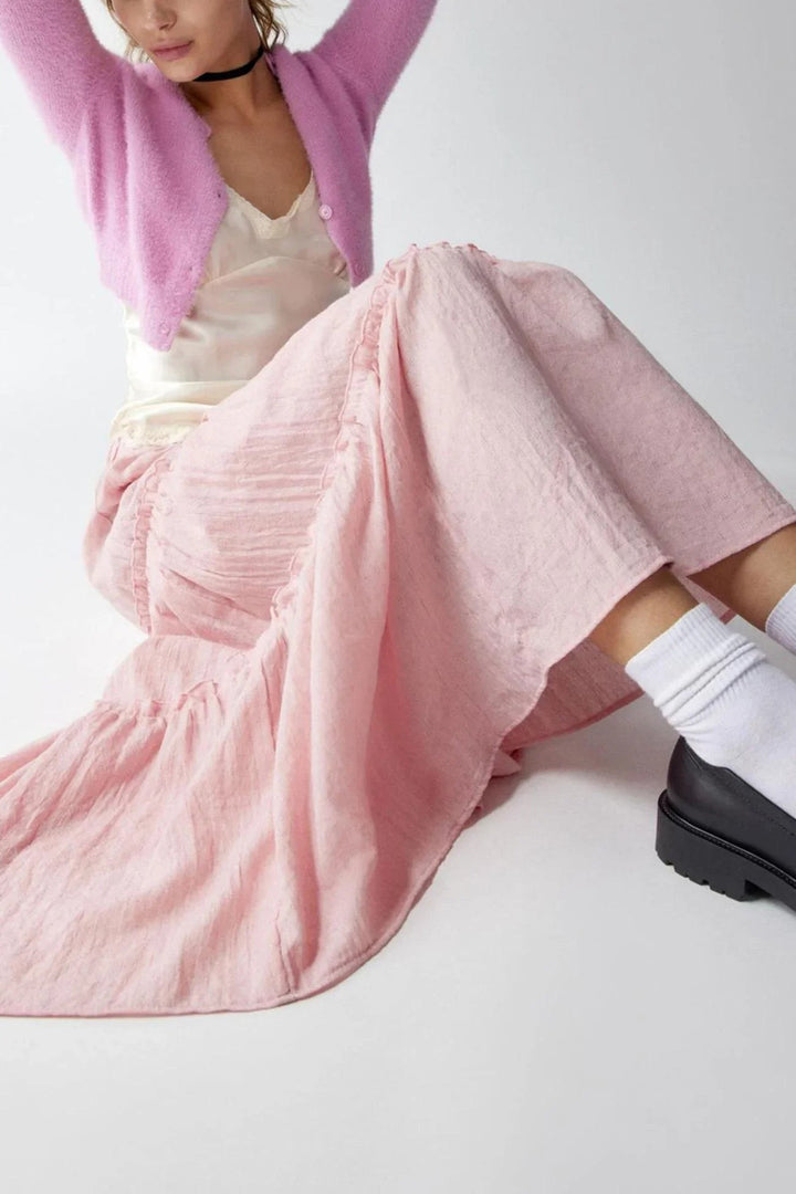 Tiered Maxi Skirt with Elastic Waist — Rhea