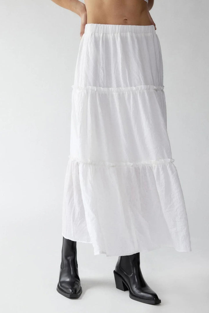 Tiered Maxi Skirt with Elastic Waist — Rhea