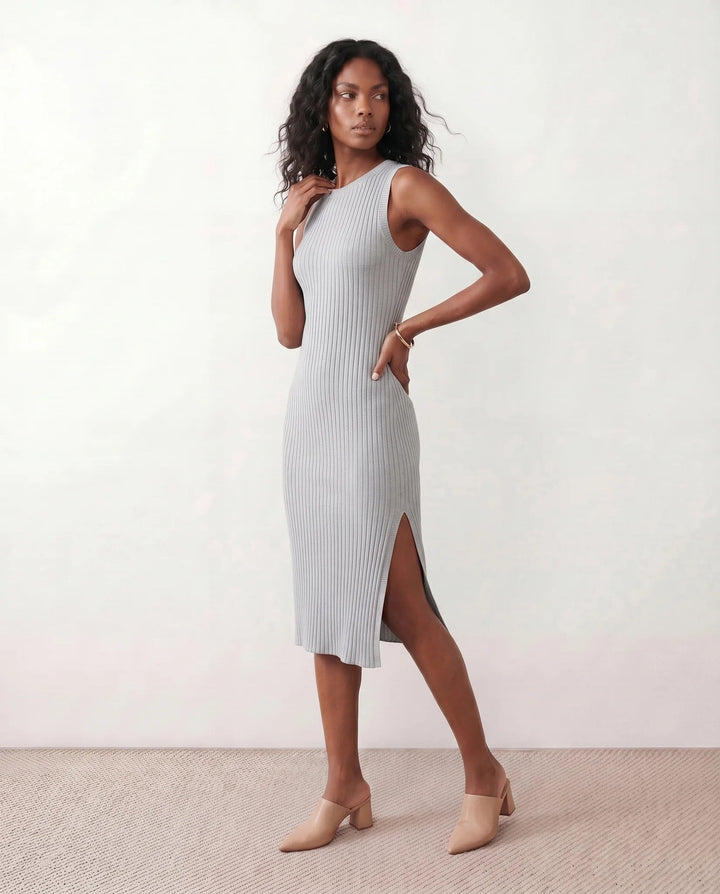 Coralie — Ribbed Fitted Sheath Midi Dress for Women