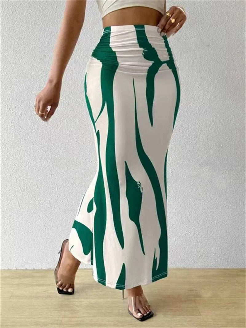 High Waist Maxi Skirt with Abstract Print — Rue