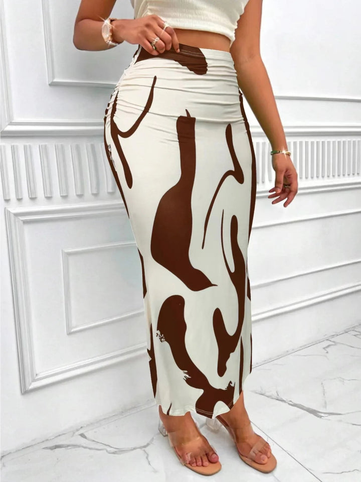 High Waist Maxi Skirt with Abstract Print — Rue