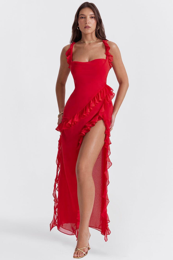 Georgia — Ruffle Trim Maxi Dress for Women