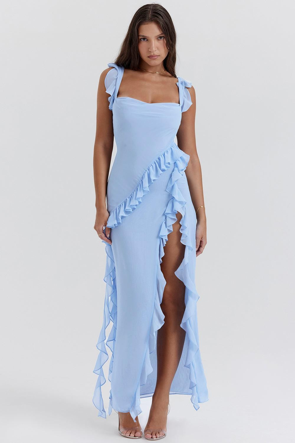 Georgia — Ruffle Trim Maxi Dress for Women