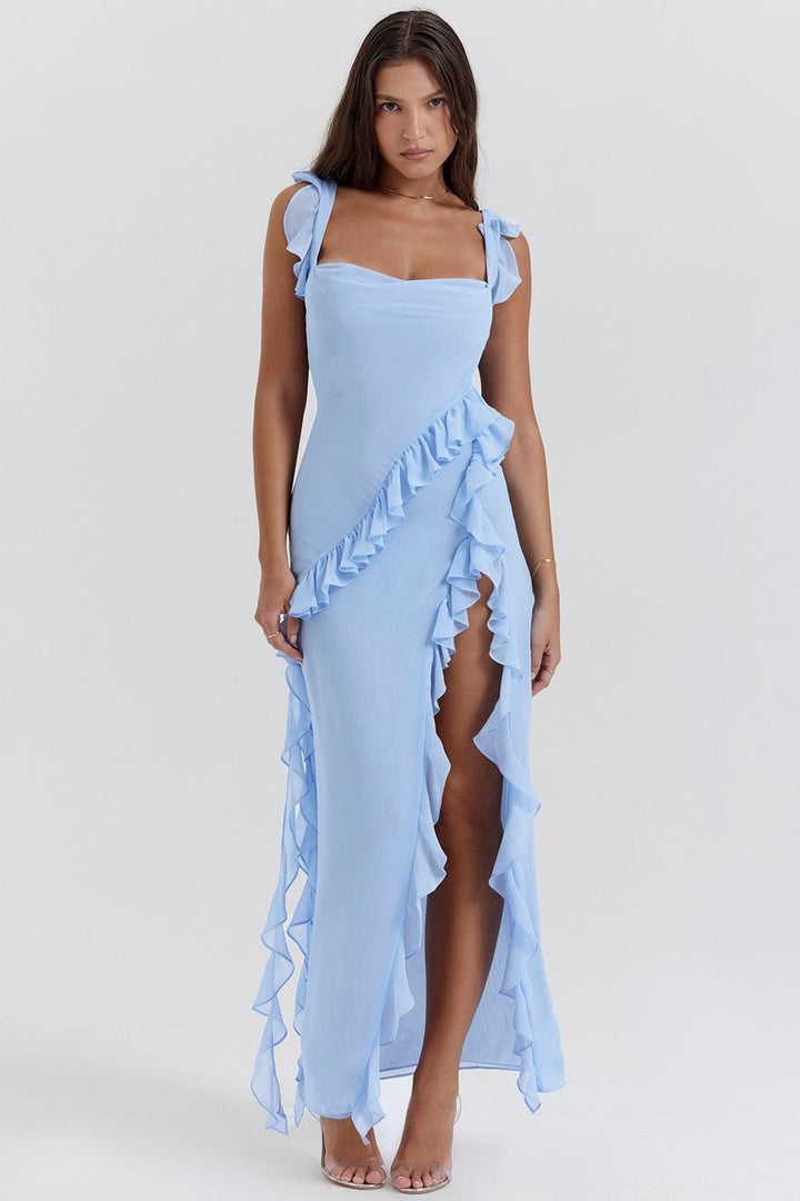 Georgia — Ruffle Trim Maxi Dress for Women