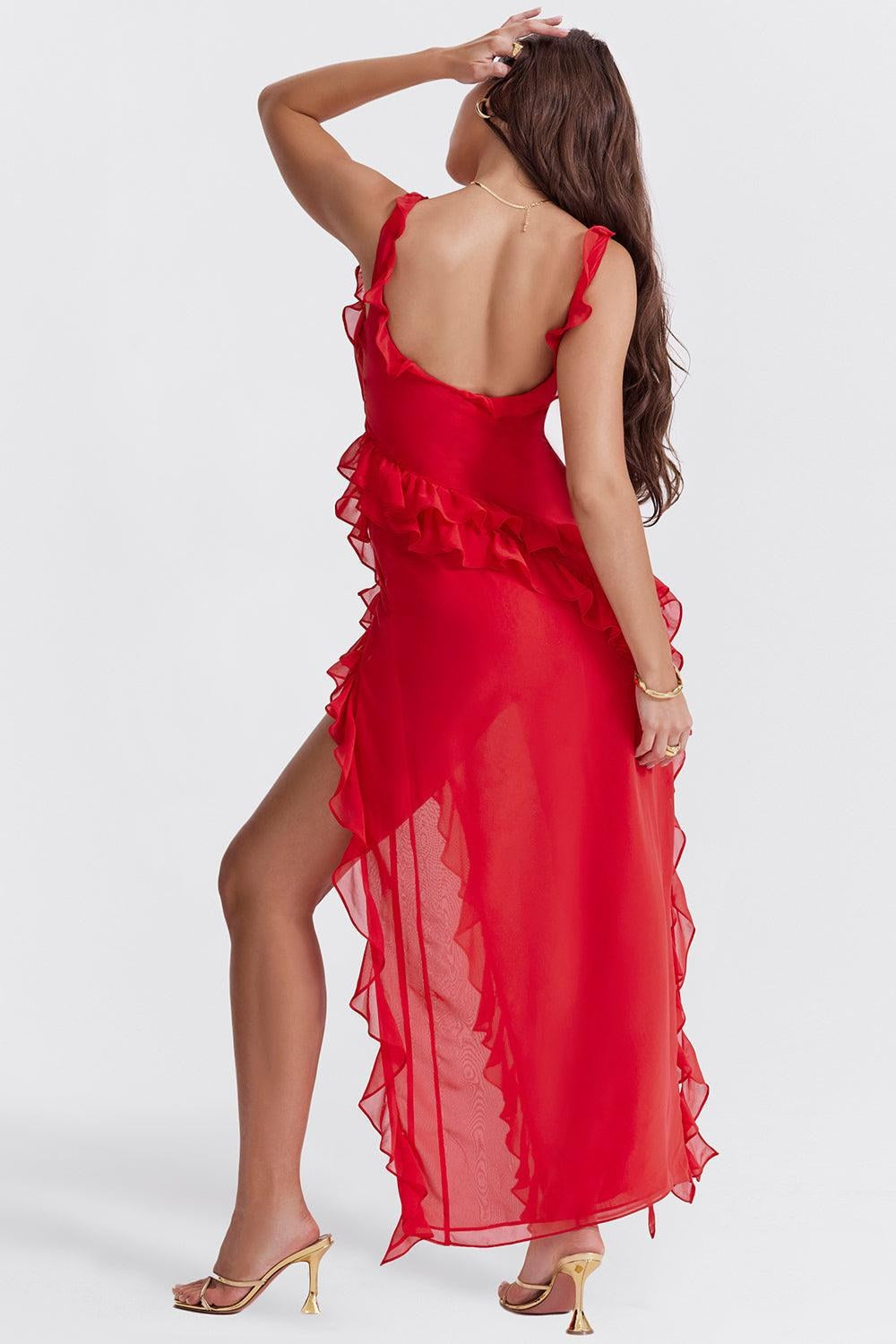 Georgia — Ruffle Trim Maxi Dress for Women