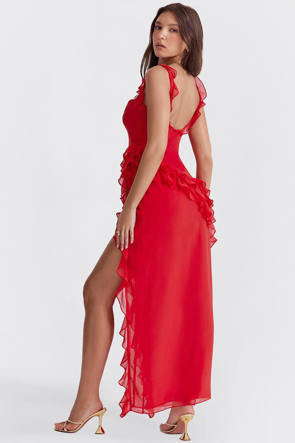 Georgia — Ruffle Trim Maxi Dress for Women
