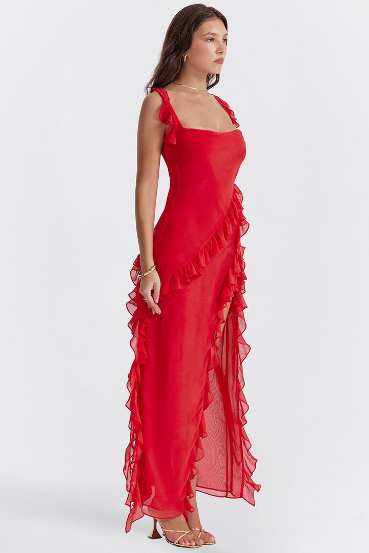Georgia — Ruffle Trim Maxi Dress for Women