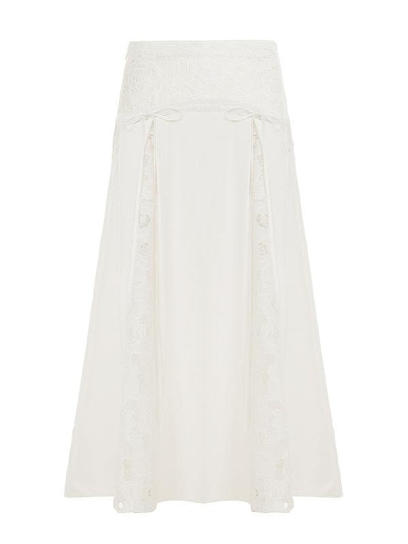 Lace Panel Maxi Skirt in Cotton — Selby