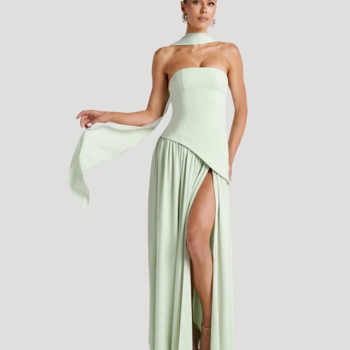 Delphi — Strapless Pleated Maxi Dress for Women