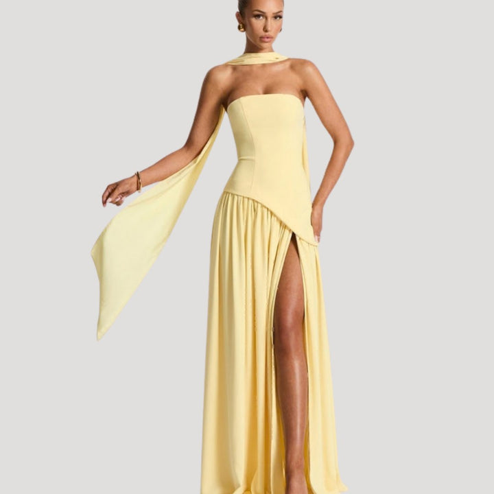 Delphi — Strapless Pleated Maxi Dress for Women