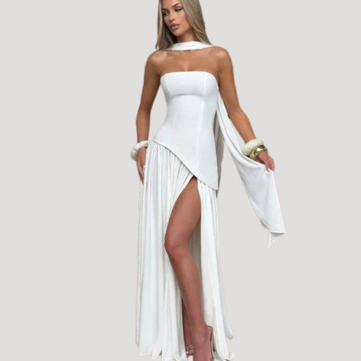 Delphi — Strapless Pleated Maxi Dress for Women