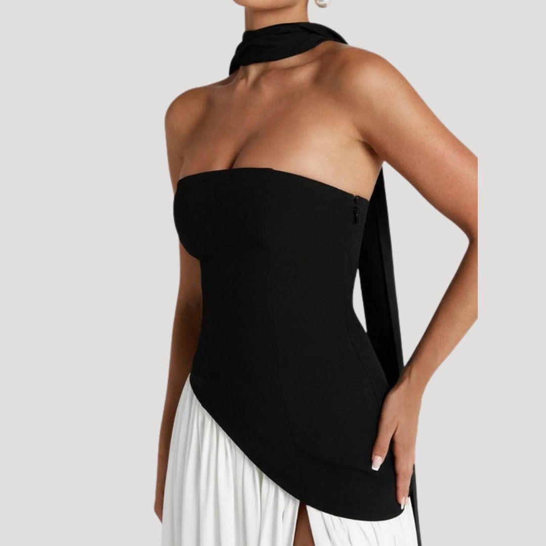 Delphi — Strapless Pleated Maxi Dress for Women