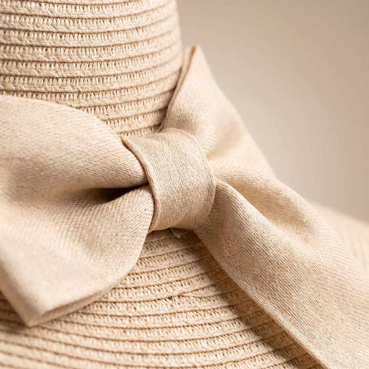 Sunny – Classic Wide Brim Woven Hat for Women with Bow