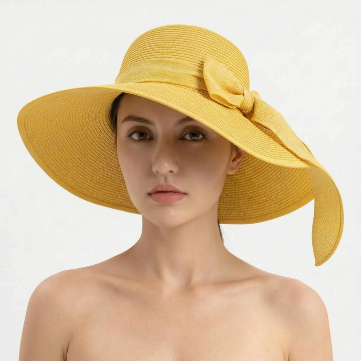Sunny – Classic Wide Brim Woven Hat for Women with Bow