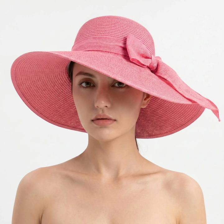 Sunny – Classic Wide Brim Woven Hat for Women with Bow
