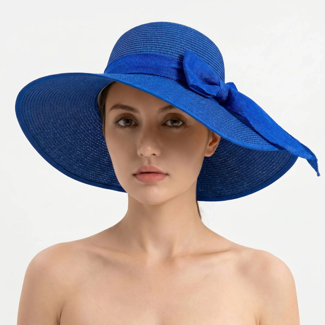 Sunny – Classic Wide Brim Woven Hat for Women with Bow
